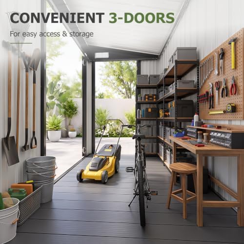 aoxun 7.5'x4' outdoor storage shed with 3 lockable, side view