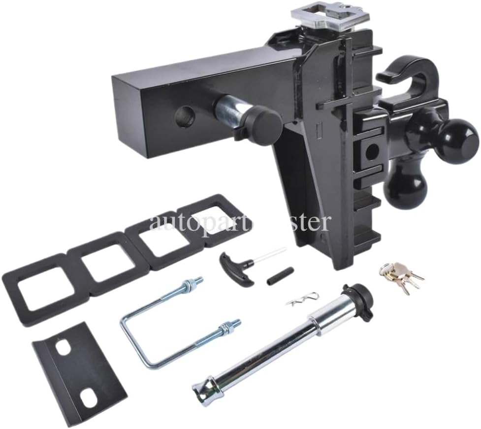 Trailer Hitch with Hook 2.5 Inch Receiver 6 Inch Drop 18500 LBS GTW Class 3 Black