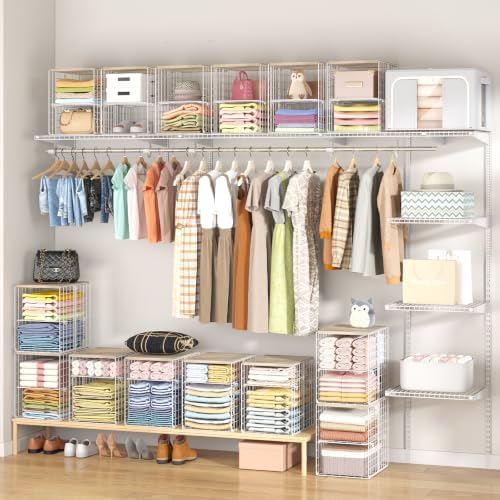 hencawima 2 pack stackable closet storage bins with shown in use