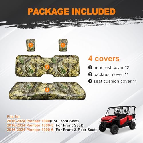 BORDAN UTV Seat Cover for Pioneer 1000/1000-5/1000-6 2016-2025, 1680D Heavy Duty Camo Seat Covers for Pioneer Full Protection Outdoor Waterproof Bench Seat Cover(4 PCS)