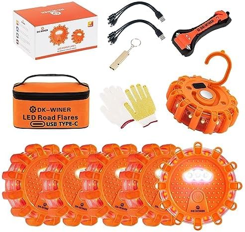 LED Road Flares 6Pack Roadside Emergency car kit Emergency Road Flares Kit - Image 7