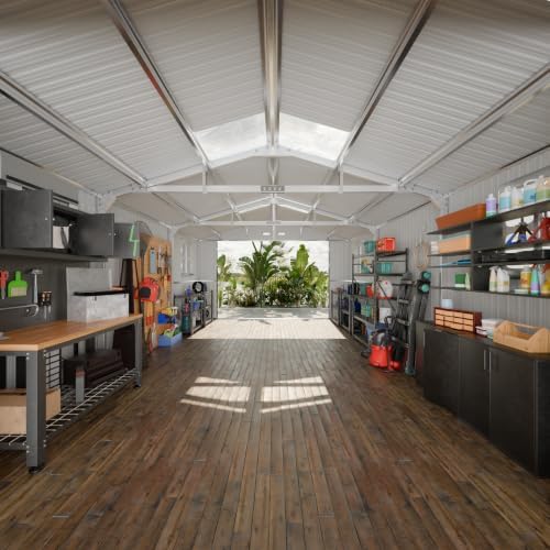 military-grade 13x20 ft metal garage large outdoor storage, front angle view