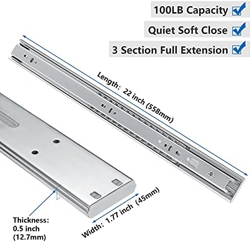 homdiy 10 pair soft close drawer slides 22 shown in use