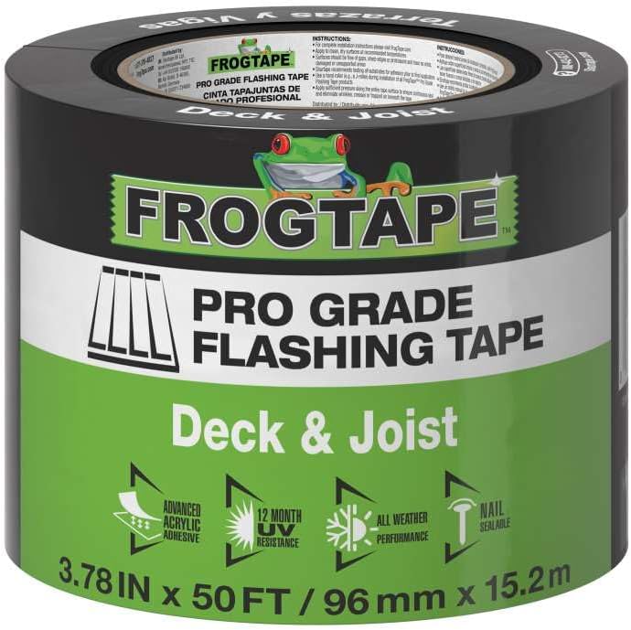 frogtape pro grade deck and joist flashing tape shown in use