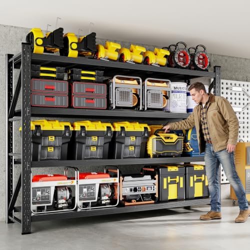 miiiko 71.3" w storage shelves,5000lbs metal garage storage, view 9