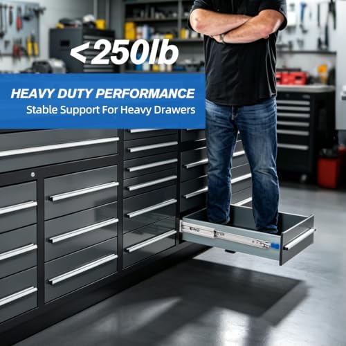 yenuo locking heavy duty drawer slides full extension, side view
