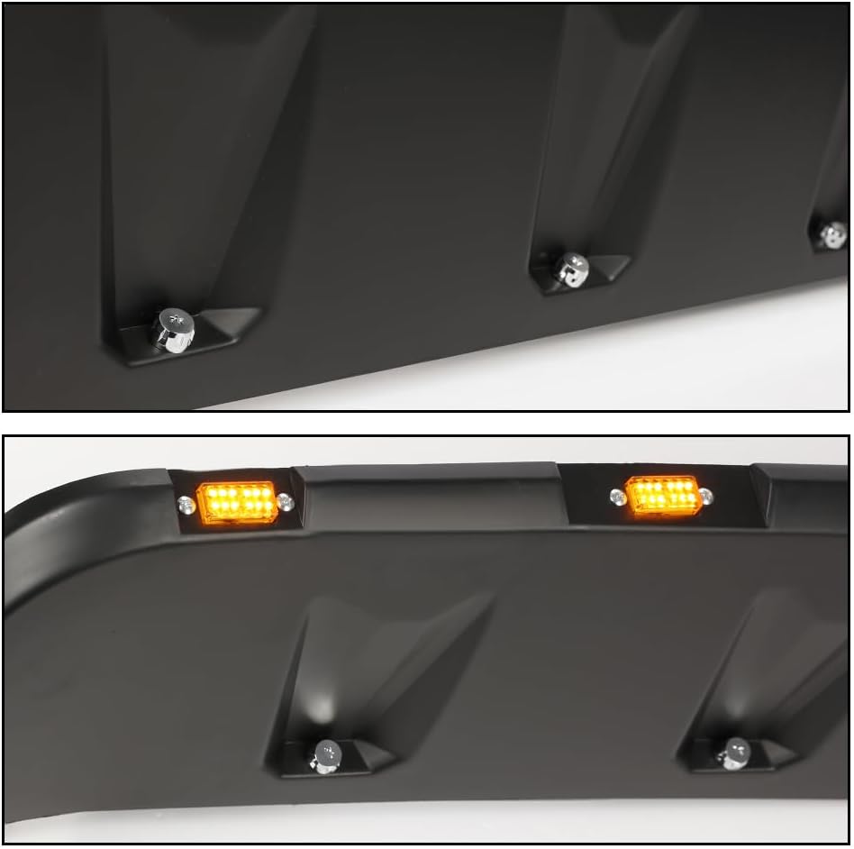 Fender Flares Compatible With Jeep JK Wrangler 2007-2018 2/4 door Model, Unlimited, Rubicon Unlimited Smooth Matte Pocket Riveted Style Wheel Flares With LED 4pcs
