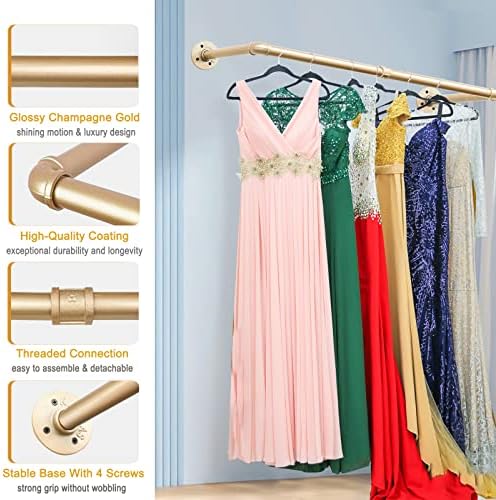 gold wall mount iaundry drying rack - 54", close-up detail