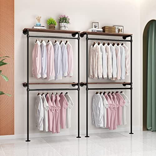 dr.iron industrial pipe clothing racks with 2 tier showing dimensions