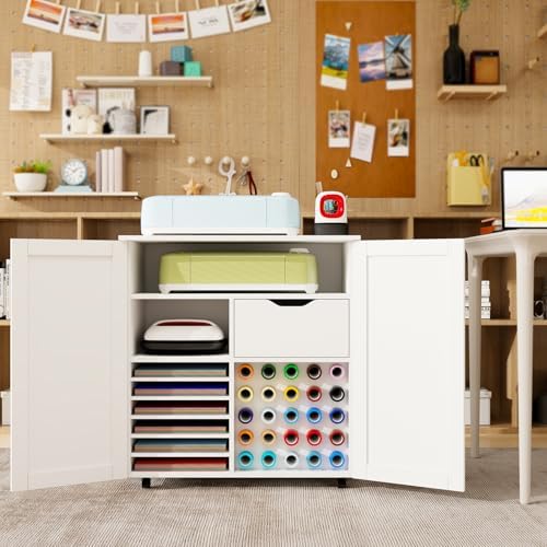 craft cart cabinet compatible with cricut for storage, close-up detail