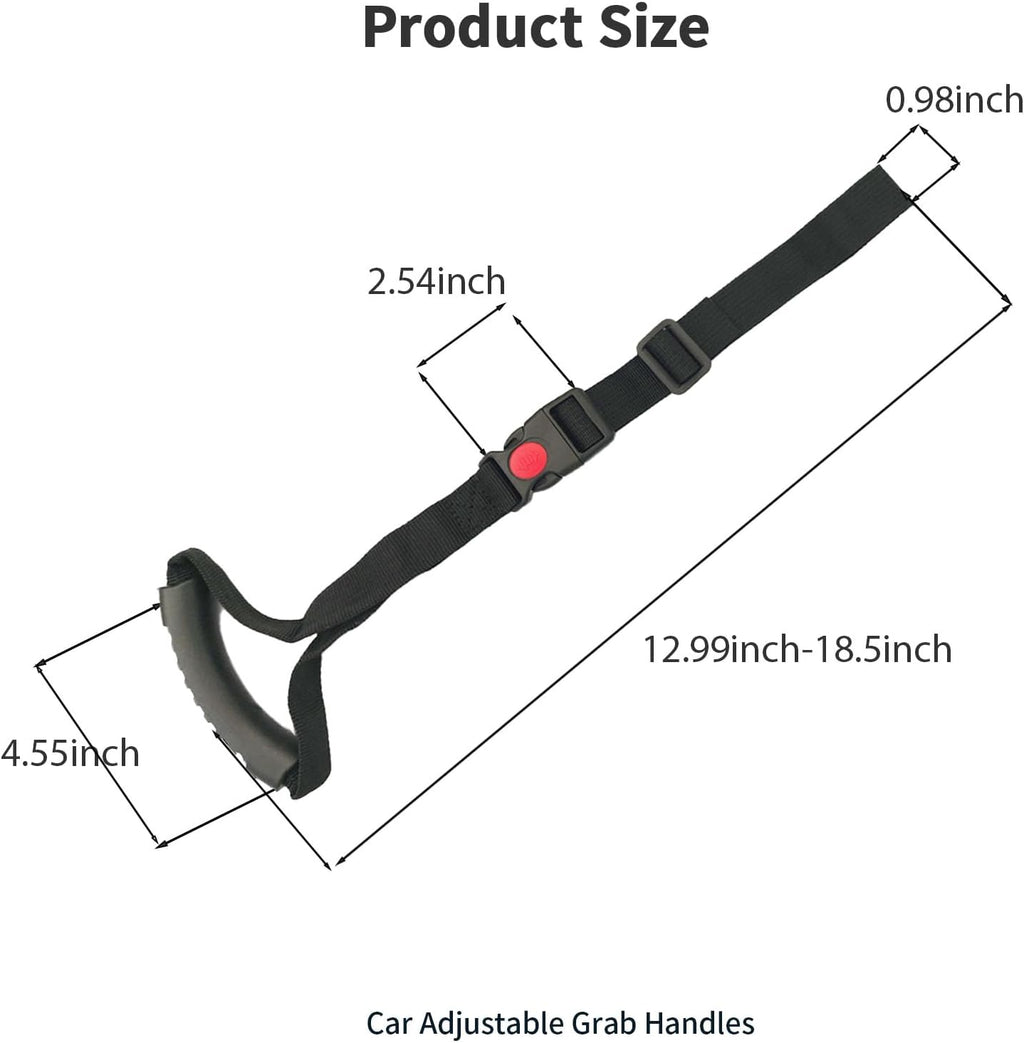2 PCS Car Adjustable Grab Handles, Portable Standing Aid, Safety Handle Support Grab Bar for Car Trucks, SUVs, Vans, Cars and ATVs (Black)