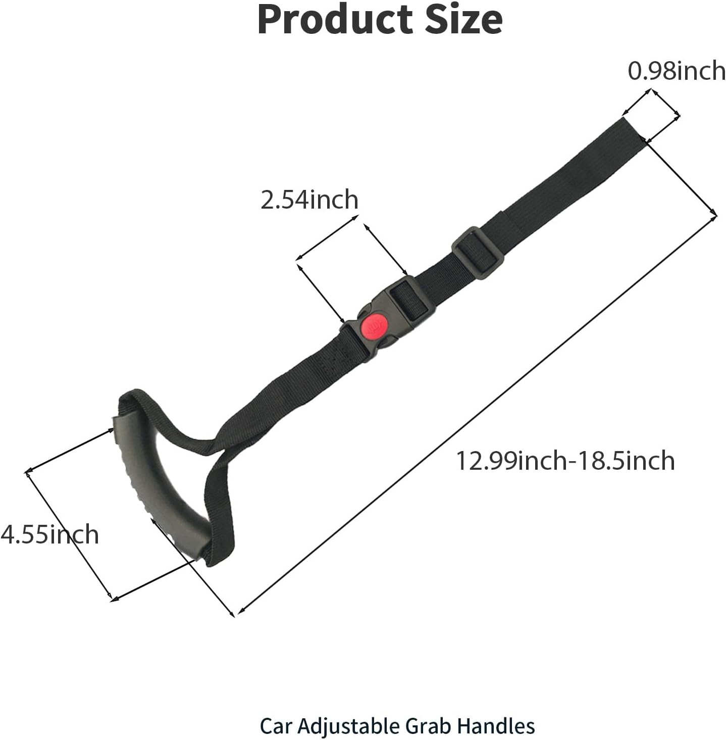 2 PCS Car Adjustable Grab Handles, Portable Standing Aid, Safety Handle Support Grab Bar for Car Trucks, SUVs, Vans, Cars and ATVs (Black)