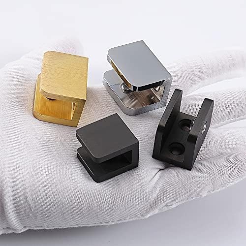 glass shelf clamp, gold u clamp bracket clip showing dimensions