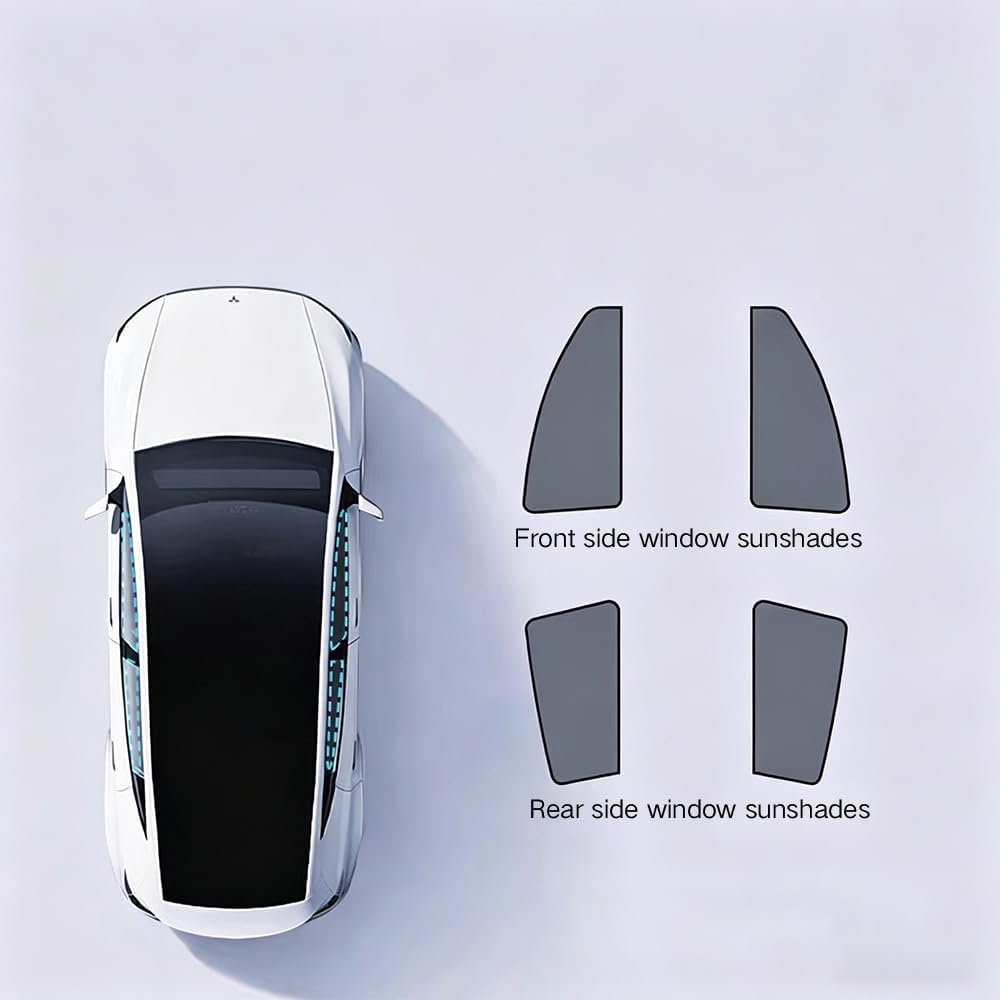Magnetic Side Window Sunshade Curtains for Tesla Model Y, Retractable Privacy Shades with Light Blocking, 4PCS Front & Rear Side Windows Set (My 2020-2025.02/Y Juniper 2025.03+)
