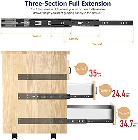 ravinte matte black soft close drawer slides 14, side view