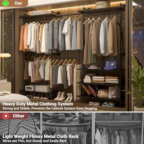 aheaplus industrial pipe clothing rack, expandable garment rack, close-up detail