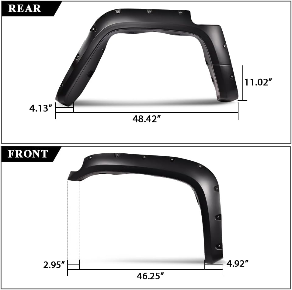 ANDPLAY Fender Flares 4pcs Compatible With Toyota FJ Cruiser 2007 2008 2009 2010 2011 2012 2013 2014, Black Wheel Cover Protector Smooth Pocket Riveted Style