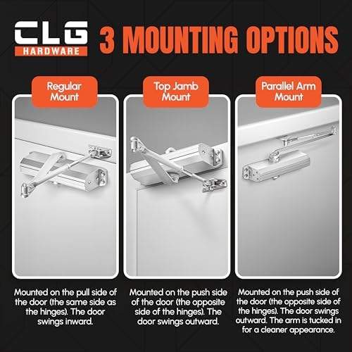 clg hardware medium/heavy duty commercial door closer with, side view