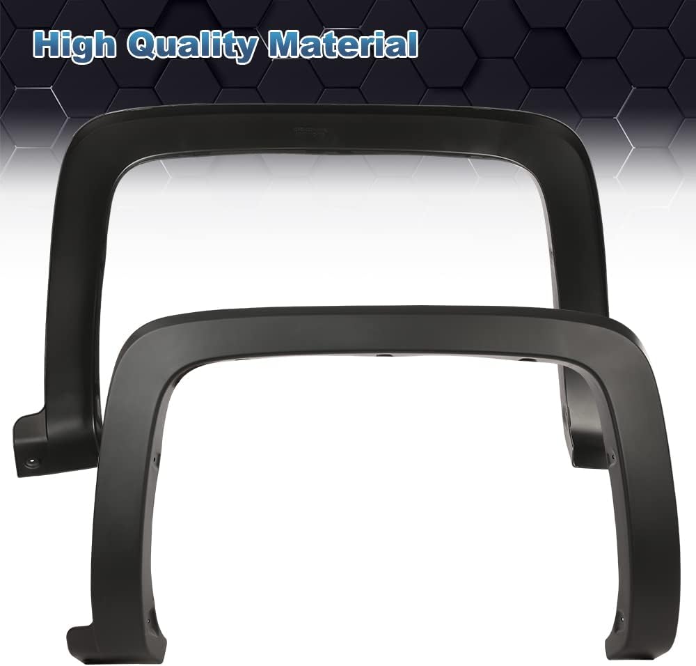PIT66 Fender Flares Compatible with Chevy Silverado 1500 2014-2018 | Fit Silverado 2500HD 3500HD 2015-2019 (Only fit models with fleetside bed.Not for dually models) Textured Factory Style 4Pcs
