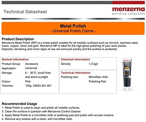 Menzerna M-PPC-T Metal Polishing Cream, 12 fl. oz, 1 Pack