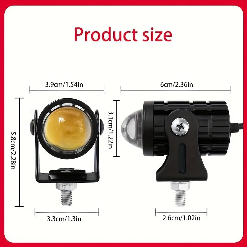 2 Pack Motorcycle LED Driving Lights,Bifocal Lens Auxiliary Spotlight,Front Fork Bumper Bar Fog Light Work Light for Truck,ATV,UTV, SUV,Boat and Off-Road(2 Pack All White Light)