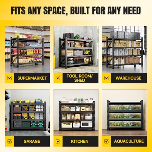 miiiko 48" w storage shelves,3000lbs metal garage storage, front angle view
