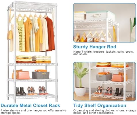 ulif h4 mini portable closet, 4 tiers freestanding, side view