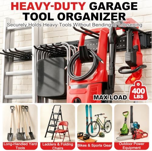 garage tool organizer wall mount 49.5 inches with, close-up detail