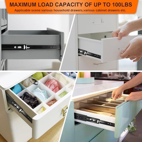 10 inch drawer slides 6 pairs (12pcs) soft, side view
