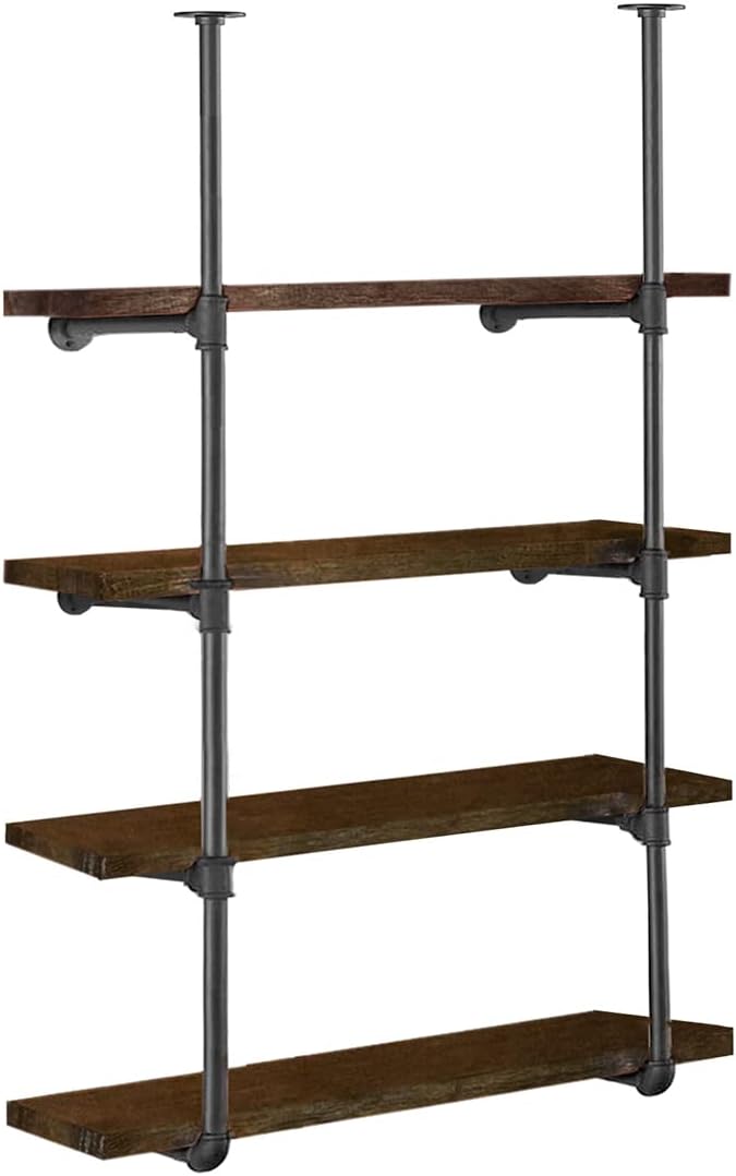 hitomen industrial iron pipe shelves, 2 set 4-tier, main product view