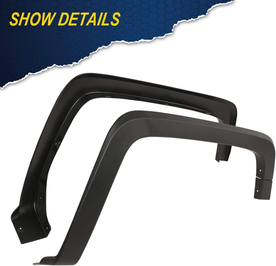 4Pcs Fender Flares Fit for 2014-2018 Chevy Silverado 1500, 2015-2019 Silverado 2500HD 3500HD, Only for Fleetside Bed, Excludes Dually Models