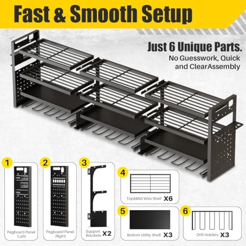 large 49'' wide power tool organizer wall mount on a desk or shelf