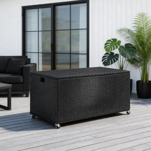 sundale 170 gallon oudoor deck box, large rattan, view 9