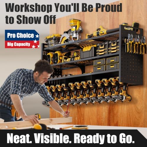 large 49'' wide power tool organizer wall mount, package contents