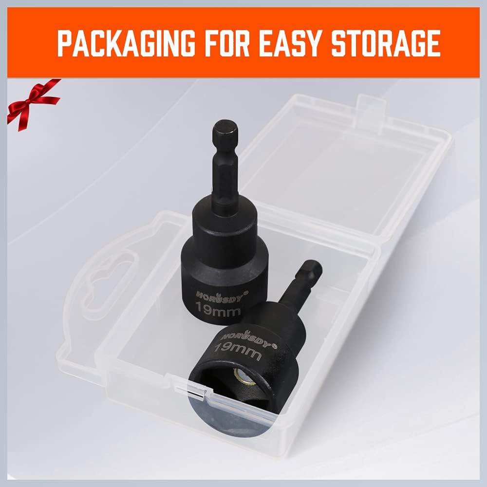 HORUSDY 2-Pieces RV Leveling Scissor Jack Socket Drill Adapter, 1/4 Inch Hex Shank, Fits 3/4 Inch or 19mm Hex Drive Jacks