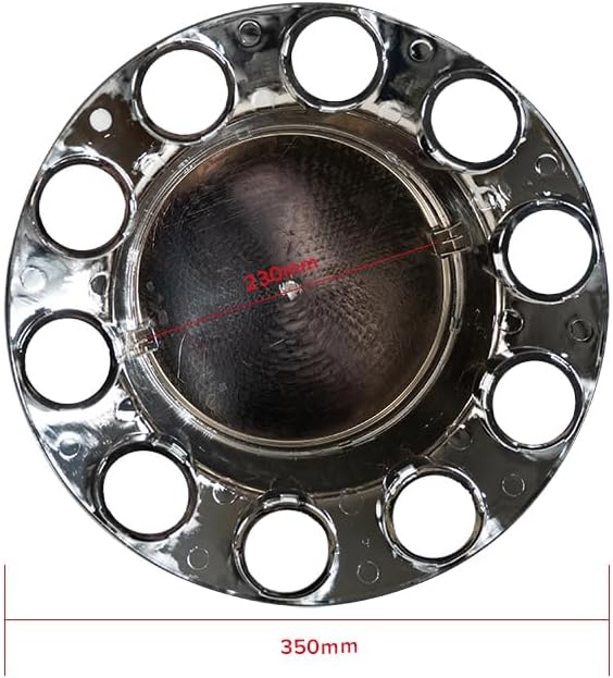 33mm Chrome ABS Flat Top Axle Cover Complete Set with Removable Hubcaps and Screw-on Plastic Lug Nut Covers for Semi Trucks (2 Front)