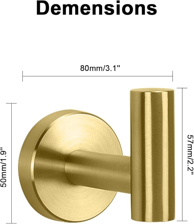 NearMoon Bath Towel Hooks- SUS 304 Stainless Steel Robe Hook Holder, Heavy Duty - Image 5