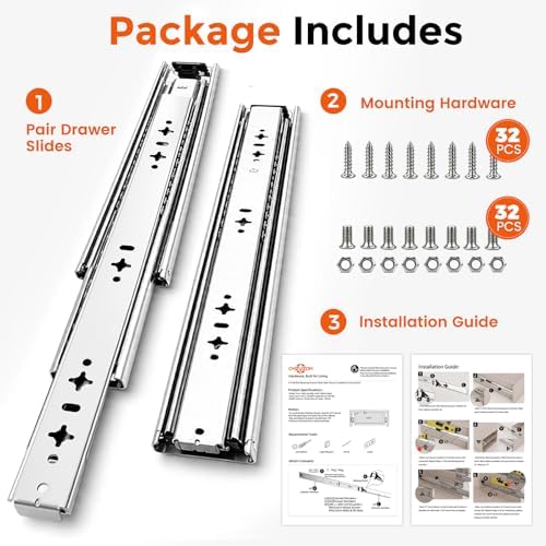 32 inch heavy duty drawer slides, side mount, view 9