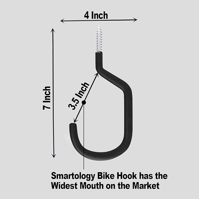 SMARTOLOGY Extra-Large Bike Hook, Bicycle Storage Hanger, Rubber Coated Heavy - Image 2