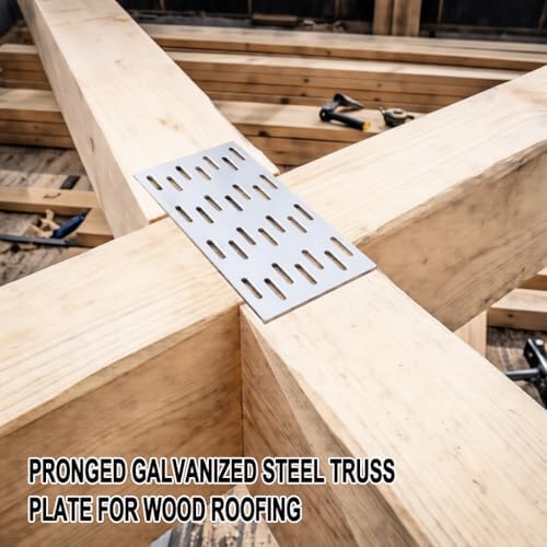 truss plates 2x4 inch, pronged galvanized steel mending, side view