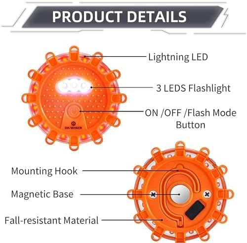 LED Road Flares 6Pack Roadside Emergency car kit Emergency Road Flares Kit - Image 3