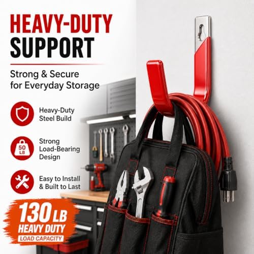 metal garage hooks, heavy duty hose hanger wall, close-up detail