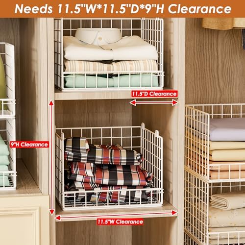 5-tier stackable closet organizers and storage baskets, closet, close-up detail
