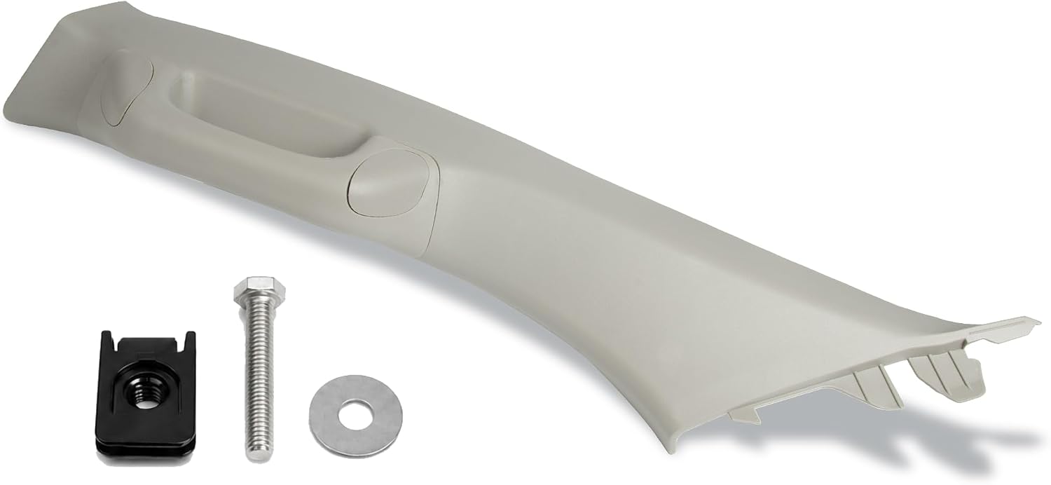 Driver Side A-Pillar Grab Handle Kit Compatible with Toyota Tundra 2007-2021 & Sequoia 2008-2022, Front Left Pillar Garnish Trim Panel, Replaces 62220-0C050-B0 74610-0C082-B0, Light Gray