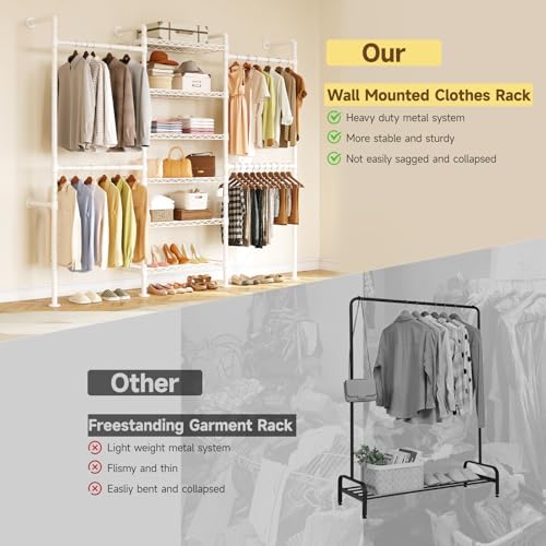 onbrill h3 expandable wall mounted closet system, heavy, side view