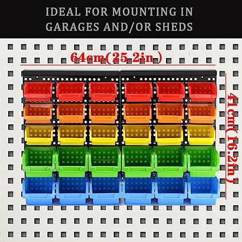 30-bin wall mounted storage bins kit, tool organizer shown in use