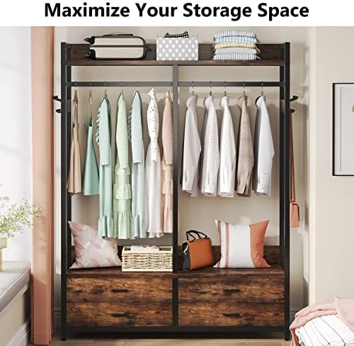 tribesigns freestanding closet organizer, garment rack with 4 shown in use