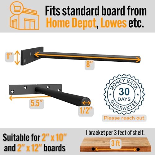 evald heavy duty floating shelf brackets 8 inch, close-up detail