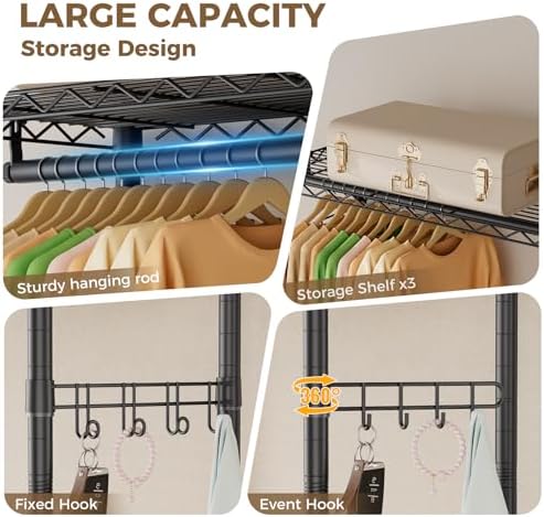 golpart heavy duty rolling clothes rack wheels portable, package contents