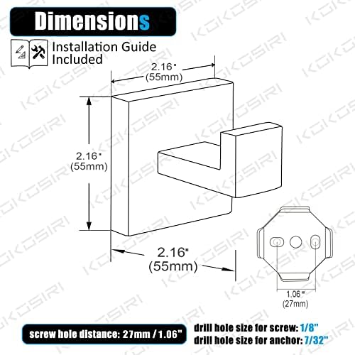 kokosiri bathoom towel hook wall mount square bath shown in use